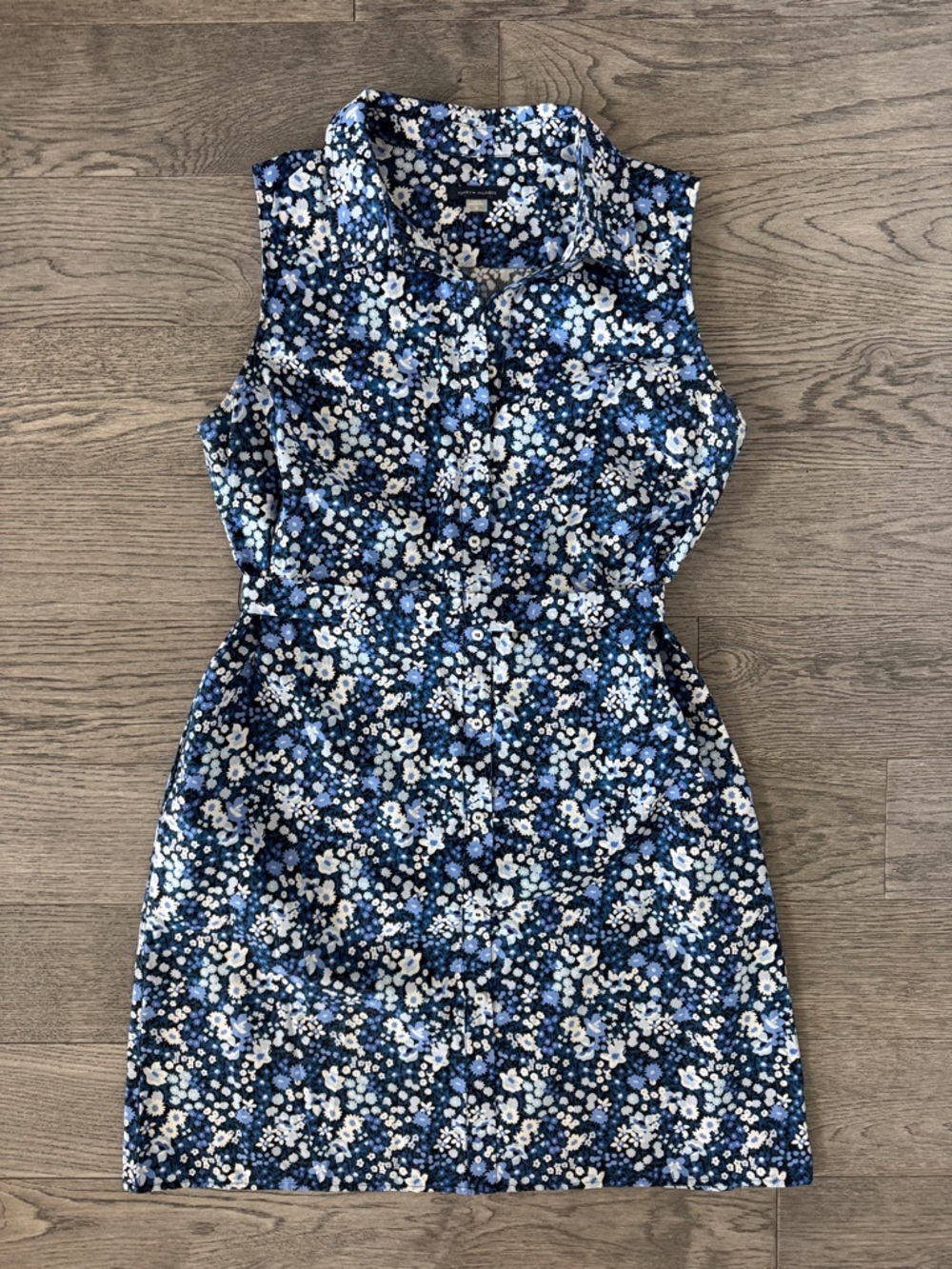 🌼TOMMY HILFIGER🌼 Navy and White Cotton Floral Sleeveless Shirt Dress, Size 12